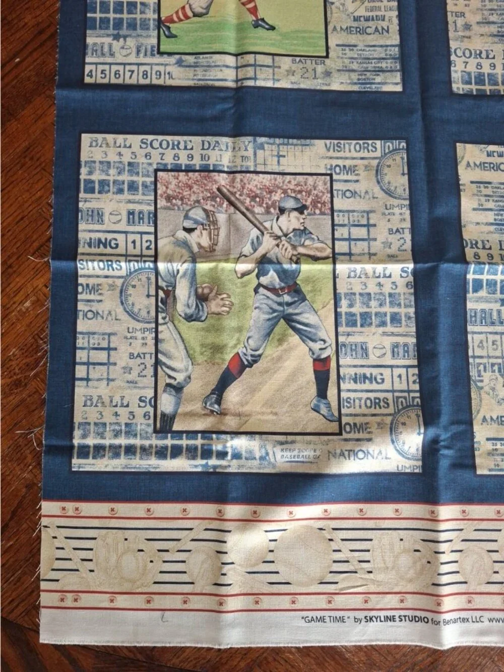 Game Time Baseball Fabric Skyline Studio Benartex #2300 -22